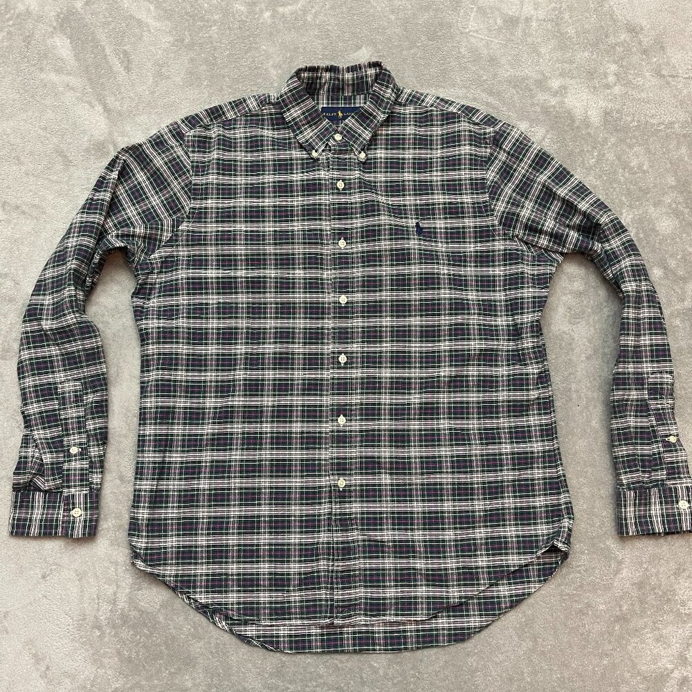 Polo Ralph Lauren Multicolored Tartan Plaid Shirt Classic Fit Mens Large